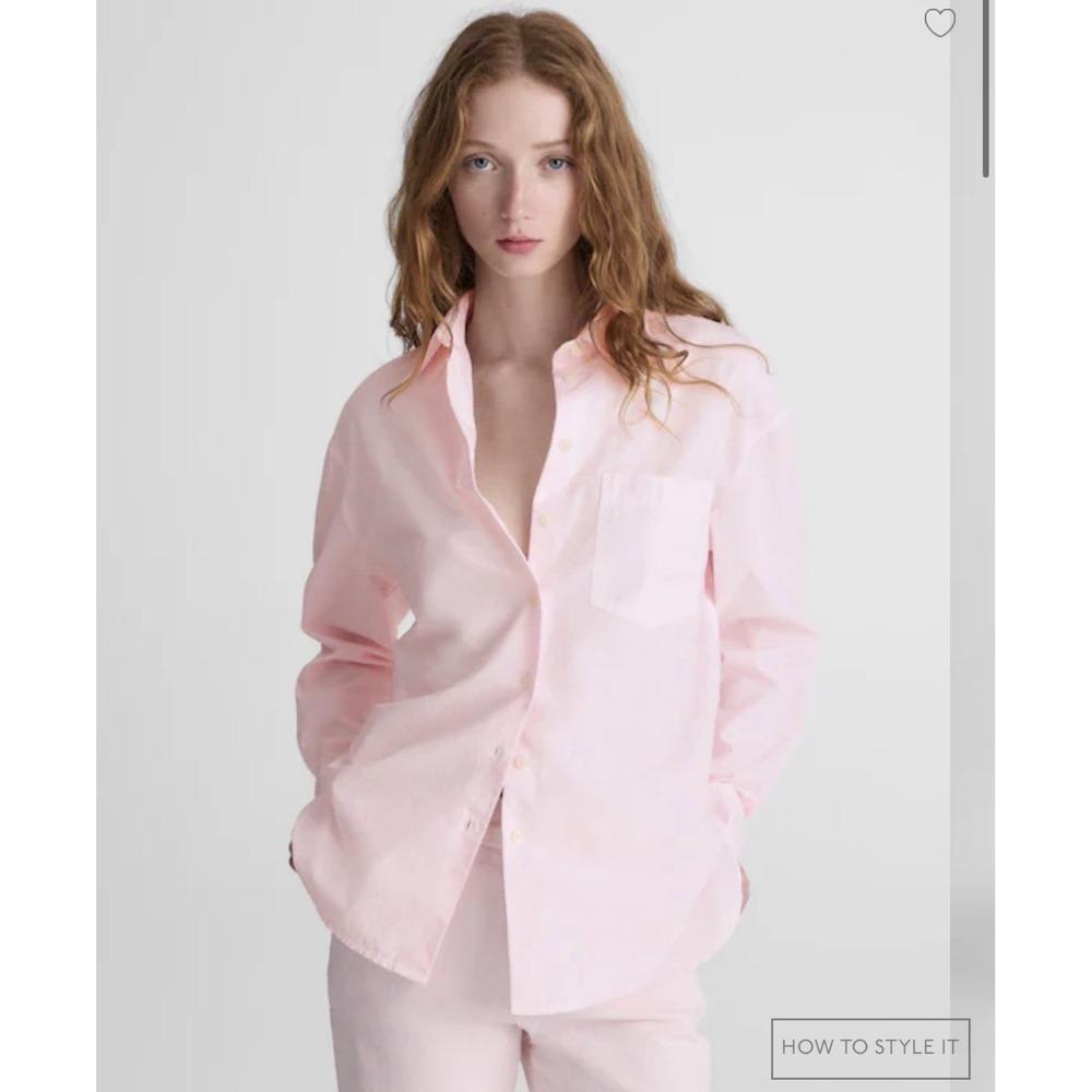MADEWELL XS The Easy Poplin Cotton Button Up Shirt In Pink NY392 $88